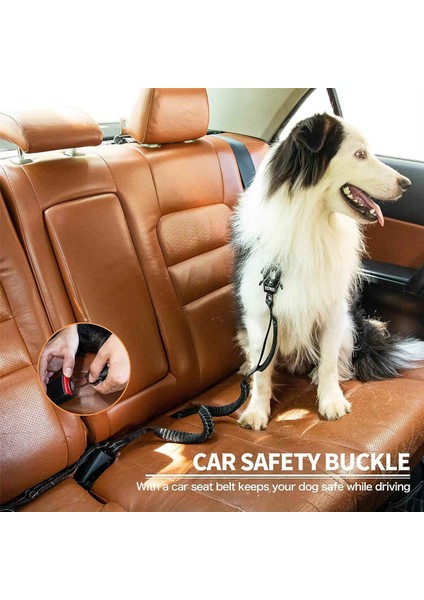 Köpek Tasma Ağır Hizmet, 4-6ft Şok Emici Bungee Köpek Tasması+2 Yastıklı Sap, Metal Karabin Klibi, Araba Emniyet Kemeri Siyah (Yurt Dışından)