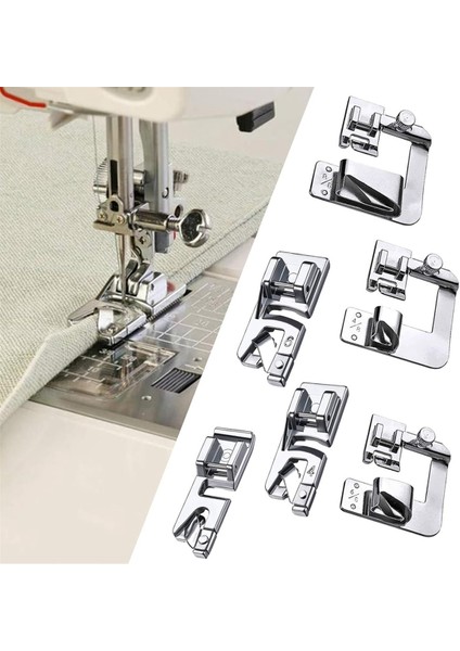 6pcs Haddelenmiş Baskı Ayağı, Geniş Haddelenmiş Ayak Seti, Çoğu Düşük Dikiş Makinesi Için Dar Hemmer Ayak Seti (Yurt Dışından) fiyatları