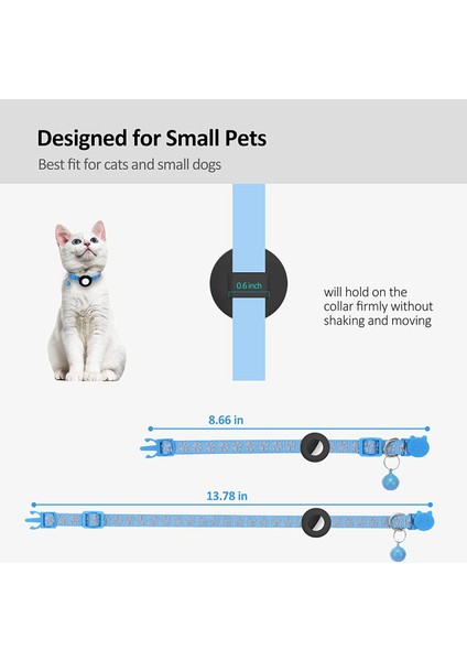 Kedi Yaka, Elma Hava Etiketi Için Güvenlik Tokası ve Çan ile Kedi Yaka, 3/8 Inç Genişliğinde Yansıtıcı Kedi Yakalı Mavi (Yurt Dışından) indirimleri