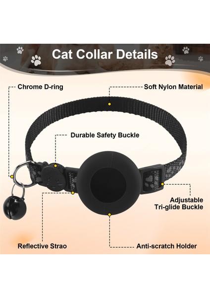 Kedi Yaka, Elma Hava Etiketi Için Güvenlik Tokası ve Çan ile Kedi Yaka, 3/8 Inç Genişliğinde Yansıtıcı Kedi Yakası Siyah (Yurt Dışından) fırsatları