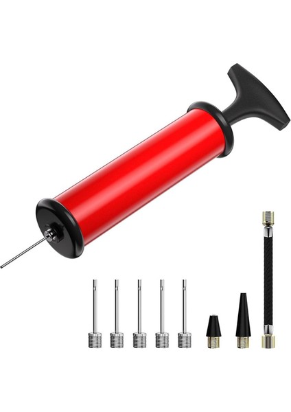 Futbol Top Pompası Balo Pompası 5 Iğne, Nozul ve Hortum - Taşınabilir Itme ile Kompakt Spor Top Pompası Seti (Yurt Dışından)