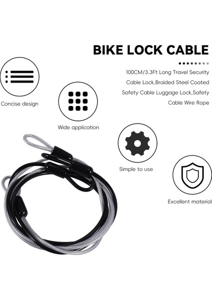 100CM/3,3FT Uzunluğunda Seyahat Güvenlik Kablosu Kilidi, Örgülü Çelik Kaplamalı Güvenlik Kablosu Bagaj Kilidi, Güvenlik Kablosu Teli Ipi (Yurt Dışından) fırsatları