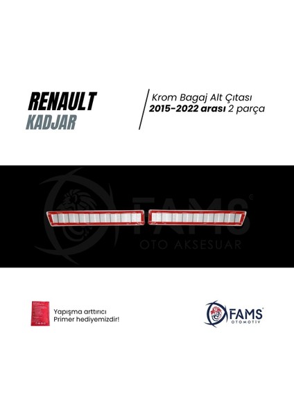 Renault Kadjar 2015-2022 Arası Bagaj Iç Eşik Koruma 2 Prç. P.çelik Parlak modelleri