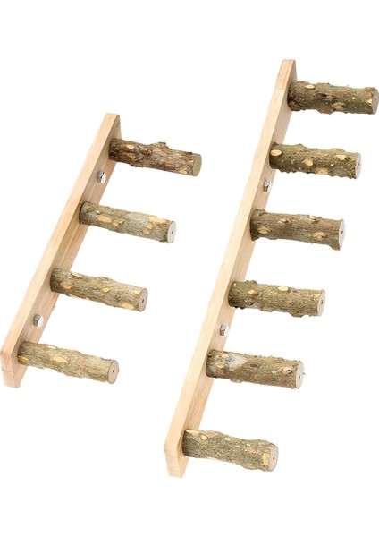 2pcs 4/6 Adım Ahşap Merdiven Pet Interaktif Kuş Papaz Oyuncak Merdiven Hamster Kafesi Öğütme Çubuğu Tırmanma Oyuncak (Yurt Dışından)