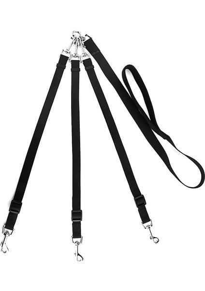 3 Yollu Köpek Tasması, Naylon Ayarlanabilir Kuplör Hiçbir Arapsaç Çıkarılabilir 3 1&#39;den Fazla Köpek Evcil Kedi Yavru Tasma (Siyah) (Yurt Dışından)