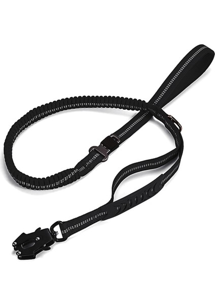 Ağır Hizmet Tipi Taktik Elastik Köpek Tasma No-Pull Köpek Tasması Yansıtıcı Şok-Emici Evcil Hayvan Tasması Büyük Köpek Tasma Siyahı (Yurt Dışından)