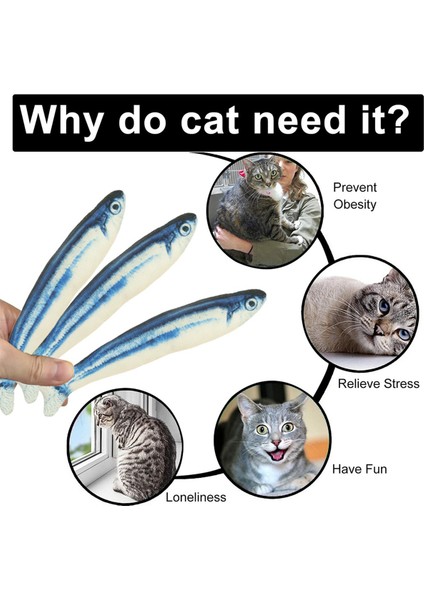 3 Paket Kedi Oyuncakları Saury Balık, Kedi Çiğneme Oyuncak Catnip Oyuncakları Kapalı Kediler Için (Yurt Dışından) indirimleri