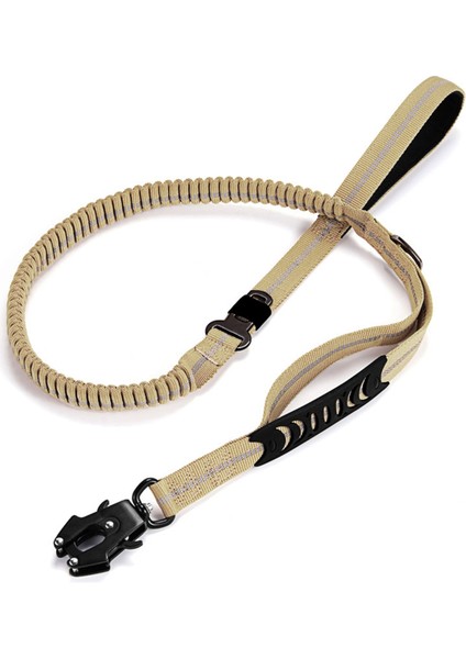 Ağır Hizmet Tipi Taktik Elastik Köpek Tasması Tasma No-Pull Köpek Tasması Yansıtıcı Şok Emici Evcil Hayvan Tasması Büyük Köpek Tasması Haki (Yurt Dışından)