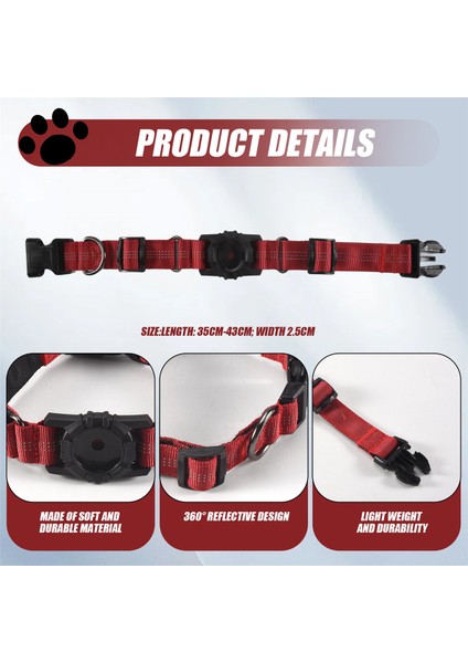 Köpek Yakası, Yansıtıcı Hava Etiketi Elma Havaleleri Için Köpek Yakası - Ayarlanabilir Dayanıklı Ağır Hizmet Tipi Köpek Yakası Kırmızısı (Yurt Dışından) indirimleri