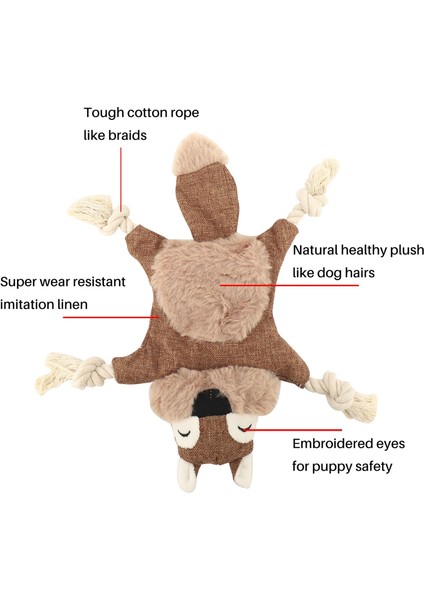 Yavru Köpek Için Doldurulmayan Köpek Oyuncakları, Squeaky Köpek Çiğneme Oyuncakları Sincap Peluş Köpek Oyuncak Küçük Köpekler Için Ip Düğümleri ile (Yurt Dışından) fırsatları