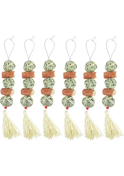 6pcs Doğal Saman Topu Asılı Ipi, Can Sıkıntısı Hamster Aksesuarlarını Rahatlatmak Için Evcil Tavşan Azı Dişleri Oyuncaklar Evcil Hayvan Ürünleri (Yurt Dışından)