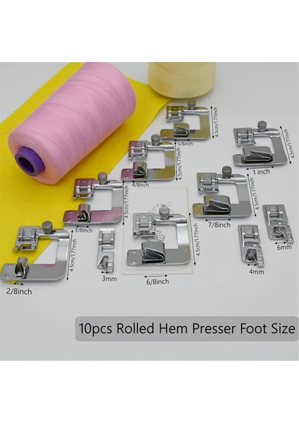 Dikiş Makinesi Için Dikiş Haddelenmiş Baskı Ayağı 10 Pcs, Dikiş Makinesi Hanehalkı Için Kılavuz Dikiş Ayağı Dikiş Aksesuarları (Yurt Dışından) indirimleri