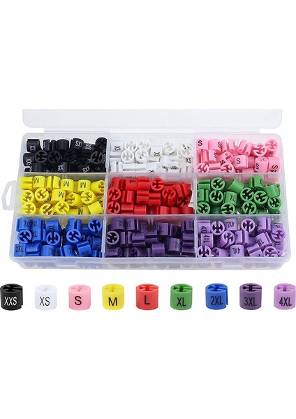 290 Pcs Snap Perakende Giysileri Askı Boyut Işaretleri Giysi Etiketleri Xxs - 4xl Boyutu Kodlama Renkli Bölücüler Askı Işaret Tokası (Yurt Dışından)