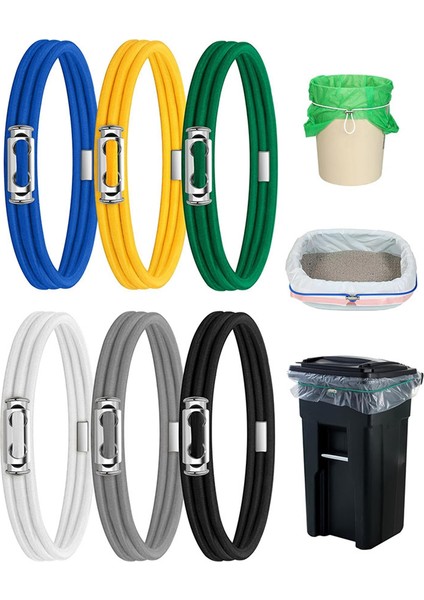 6pc Çöp Bantları Bantlar Cord Lord Lord Ayarlanabilir Büyük Çöp Kutu Kauçuk Bantlar 8-33 Galon Çöp Kutuları Çok Fonksiyon Bantına Uygun (Yurt Dışından) fiyatları