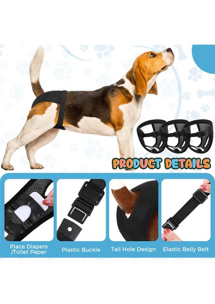 3pcs 9 Pamuklu Pamalı Köpek Çocuk Bezi, Sürtükler Için Yıkanabilir Koruyucu Pantolon Yıkanabilir Koruyucu Pantolon (Xl) (Yurt Dışından) fiyatları