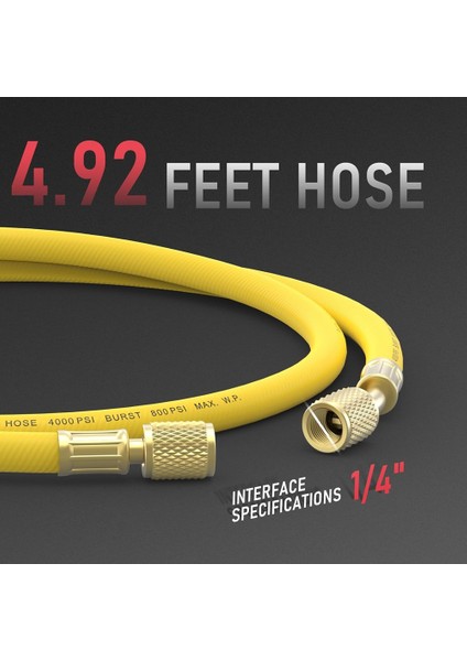 Azot Regülatörü+Hortum, 0-800 Psi ve 0-4000PSI Çıkış Basıncı, CGA580 Giriş Bağlantısı ve 1/4in Erkek Parlama Montajı (Yurt Dışından) modelleri