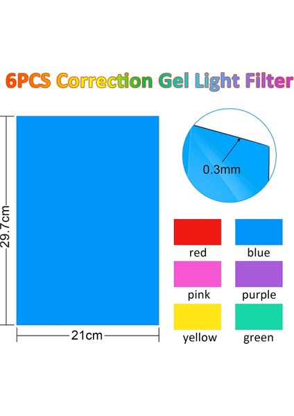 6 Renkli Film Paketi Jel, Şeffaf Renkli Film, Lambalar Için Isıya Dayanıklı, Renkli Filtre (30 x 21 Cm) (Yurt Dışından) fiyatları