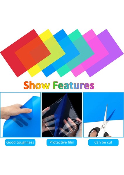 6 Renkli Film Paketi Jel, Şeffaf Renkli Film, Lambalar Için Isıya Dayanıklı, Renkli Filtre (30 x 21 Cm) (Yurt Dışından) modelleri