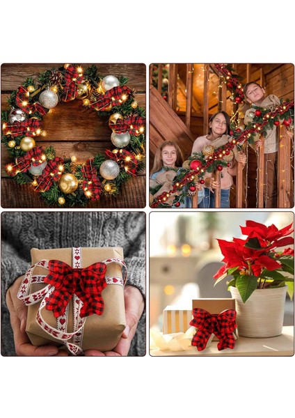 6 Rulo LED Rustik Noel Ağacı Çelenk Şerit El Sanatları LED Işıkları Noel Süslemeleri Siyah ve Kırmızı (Yurt Dışından) fiyatları