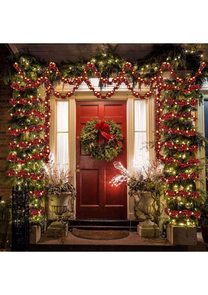 6 Rulo LED Rustik Noel Ağacı Çelenk Şerit El Sanatları LED Işıkları Noel Süslemeleri Siyah ve Kırmızı (Yurt Dışından) indirimleri