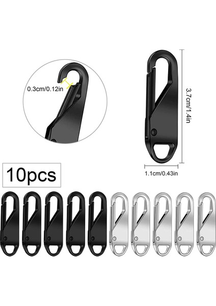 Metal Yedek Fermuar (10 Parça), Zip Onarımı Için Metal Sekmeler, Kıyafetler, Bagaj, Bavul, Sırt Çantası, Dıy Zanaat Için (Yurt Dışından) modelleri