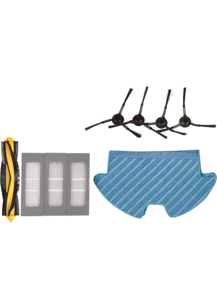 4x Yan Fırçalar + 3x Filtreler Ecovacs Deebot Ozmo 900 Filtre Fırçası Paspas Bezi Seti Elektrikli Süpürge Parçaları (Yurt Dışından)