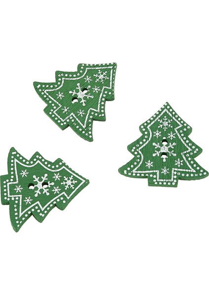 25PCS Noel Ağacı Şekil Dekor Süslemesi Ahşap Düğmeleri Dikiş Notları Için Iki Delikli (Yurt Dışından) indirimleri