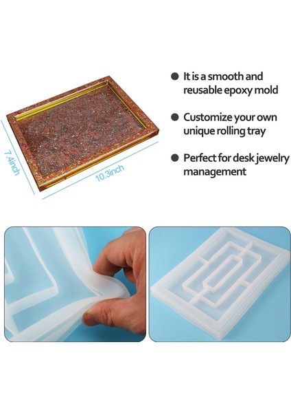 Reçine Kalıp Silikon, Epoksi Reçine Için Büyük Dikdörtgen Haddeleme Tepsi Kalıpları, Reçine Servis Tahtası Kalıbı Kenarları (Yurt Dışından) fırsatları