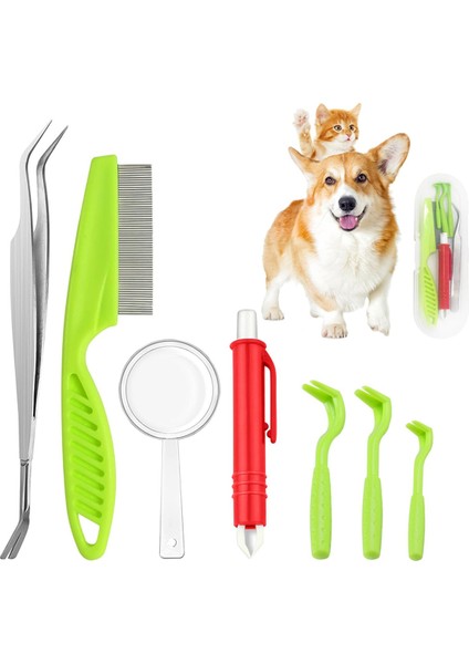Köpekler ve Kediler Için Saklama Kutulu 7 Parçalı Kene Çıkarma Aleti Seti (Yurt Dışından) modelleri