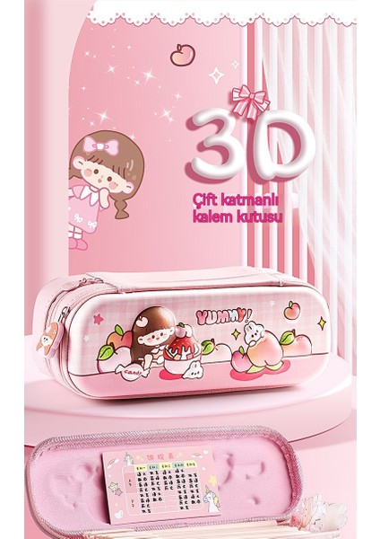Yeni Ilkokul Öğrencileri Çift Katlı Üç Boyutlu 3D Kalem Kutusu, Yüksek Görünümlü Büyük Kapasiteli Kırtasiye Çizgi Film Kırtasiye Kutusu Malzemeleri Kalem Kutusu (Yurt Dışından) fiyatları