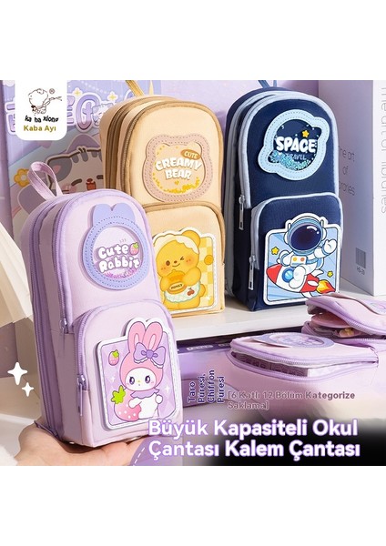 Yeni Kaba Ayı Taşınabilir Okul Çantası Kalem Çantası Kırtasiye Çantası Büyük Kapasiteli Yüksek Değerli Kırtasiye Çantası Kız Kalem Çantası Öğrenci Çok Fonksiyonlu (Yurt Dışından) modelleri