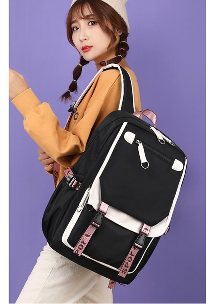 Yeni Rahat Kore Tarzı Okul Çantası Açık Büyük Kapasiteli Ortaokul Öğrencileri Katı Renkli Basit Çok Katmanlı Bilgisayar Çantası Sırt Çantası (Yurt Dışından) fiyatları