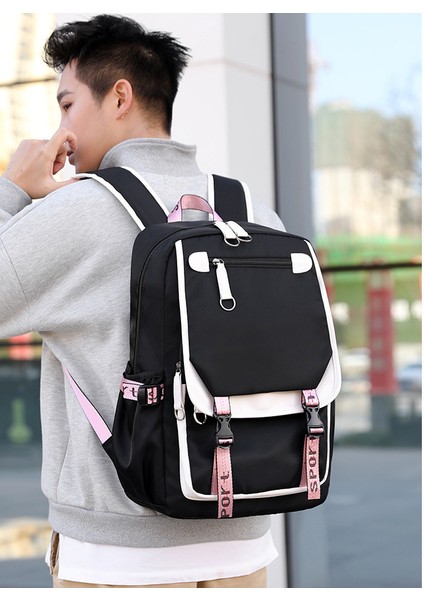 Yeni Rahat Kore Tarzı Okul Çantası Açık Büyük Kapasiteli Ortaokul Öğrencileri Katı Renkli Basit Çok Katmanlı Bilgisayar Çantası Sırt Çantası (Yurt Dışından) indirimleri