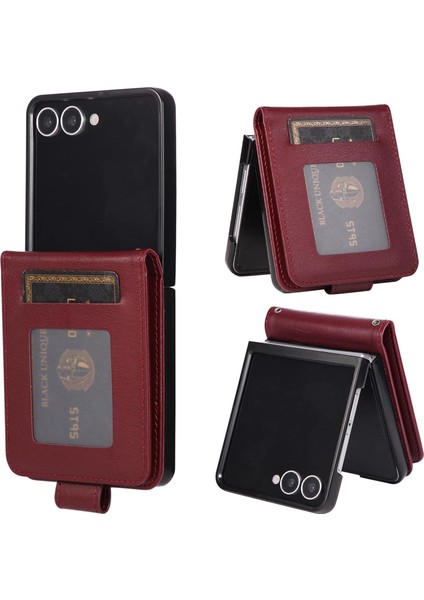 Samsung Galaxy Z Flip7 5g Için 3 Kartlı Cüzdan Deri Kılıf (Yurt Dışından)