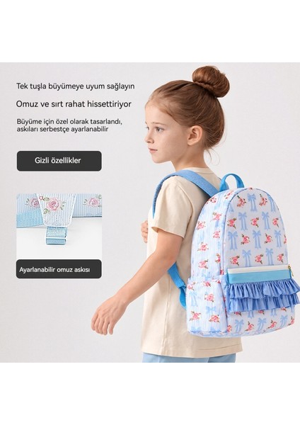 Yeni Sevimli Yay Çiçek Sırt Çantası Sevimli Pembe Ruffle Dekorasyonlu Büyük Kapasiteli Taşınabilir Öğrenci Sırt Çantası (Yurt Dışından) fiyatları