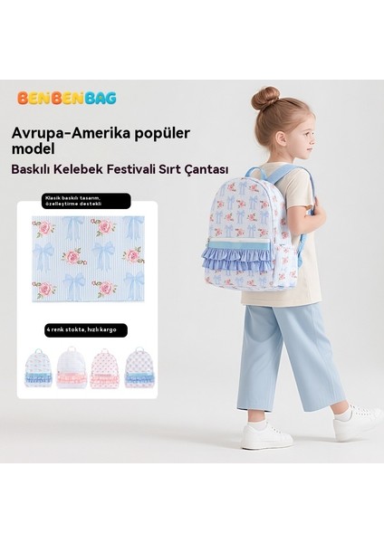 Yeni Sevimli Yay Çiçek Sırt Çantası Sevimli Pembe Ruffle Dekorasyonlu Büyük Kapasiteli Taşınabilir Öğrenci Sırt Çantası (Yurt Dışından) modelleri