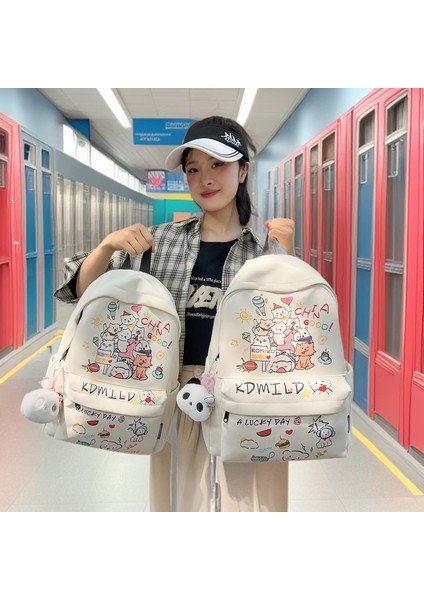 Yeni Sevimli Grafiti Baskılı Kişiselleştirilmiş Okul Çantası Kadın Ortaokul ve Lise Öğrenci Çantası Büyük Kapasiteli Bilgisayar Seyahat Hafif (Yurt Dışından) fiyatları