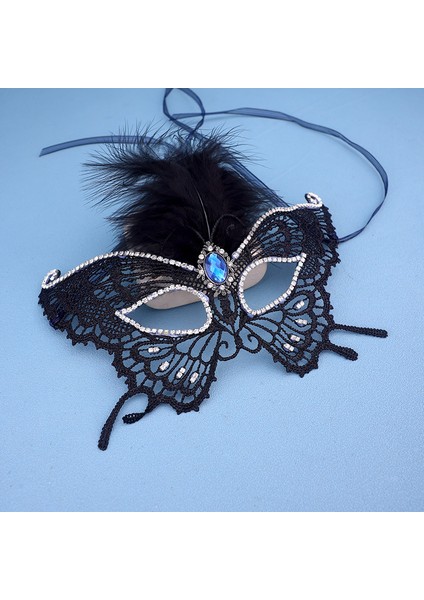 Yeni Cadılar Bayramı Siyah Maskeli Yarım Yüz Maske Kadın Aksesuarları Sınır Ötesi Siyah Dantel Tüy Kolye Şekil Takı (Yurt Dışından) fiyatları