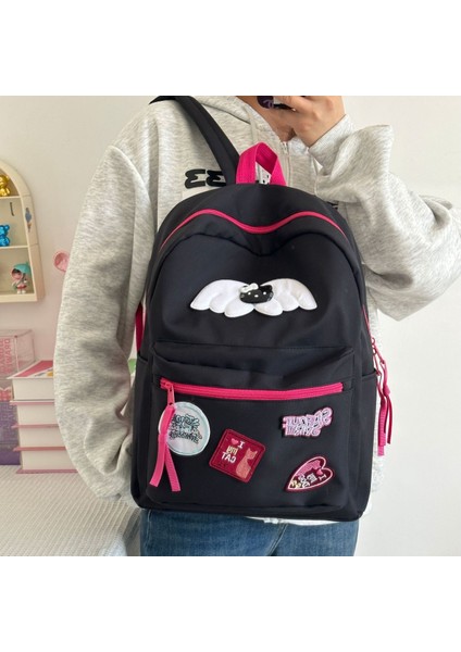 Yeni Amerikan Retro Sıcak Kız Örümcek Kt Kanatlı Okul Çantası Ortaokul Öğrencileri Lise Öğrencileri Üniversite Öğrencileri Moda Çok Yönlü Sırt Çantası (Yurt Dışından) modelleri