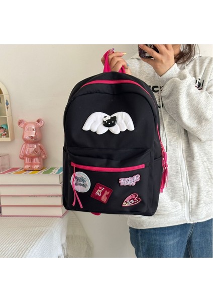 Yeni Amerikan Retro Sıcak Kız Örümcek Kt Kanatlı Okul Çantası Ortaokul Öğrencileri Lise Öğrencileri Üniversite Öğrencileri Moda Çok Yönlü Sırt Çantası (Yurt Dışından) fırsatları