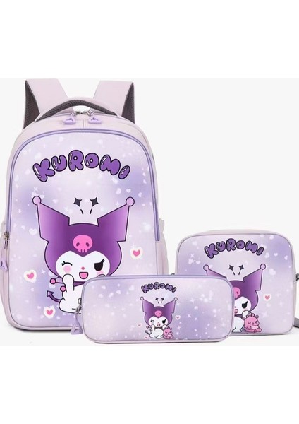 Yeni Ilkokul Öğrencileri Için Üç Parçalı Okul Çantası Baskılı Karikatür Kedi Kulomi Ortaokul ve Lise Öğrencileri Için Kadınlar Için Kalem Çantasıyla Sırt Çantası (Yurt Dışından)