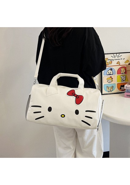 Yeni Islak ve Kuru Ayırma Çantası Fitness Çantası Kadın Sevimli Merhaba Kt Kız Taşınabilir Kısa Mesafe Seyahat Çantası Büyük Kapasiteli Sırt Çantası (Yurt Dışından) modelleri