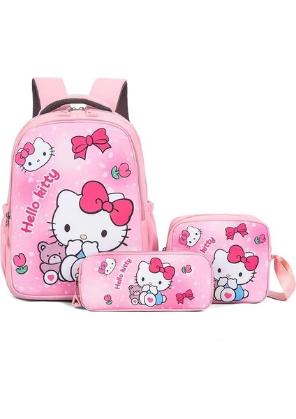 Yeni Ilkokul Öğrencileri Için Üç Parçalı Okul Çantası Baskılı Karikatür Kedi Kulomi Ortaokul ve Lise Öğrencileri Için Kadınlar Için Kalem Çantasıyla Sırt Çantası (Yurt Dışından)