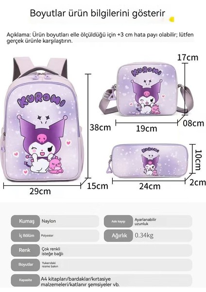 Yeni Ilkokul Öğrencileri Için Üç Parçalı Okul Çantası Baskılı Karikatür Kedi Kulomi Ortaokul ve Lise Öğrencileri Için Kadınlar Için Kalem Çantasıyla Sırt Çantası (Yurt Dışından) fiyatları