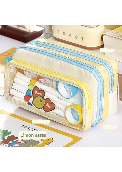 Yeni Büyük Kapasiteli Şeffaf Dopamin Çıkarılabilir Kontrast Renkli Kalem Çantası Basit Yeni Yüksek Görünümlü Ağrı Çantası Kırtasiye Çantası (Yurt Dışından) modelleri