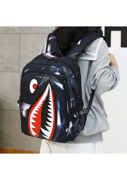 2025 Yeni Köpekbalığı Baskılı Sırt Çantası Serin Trend Büyük Kapasiteli Sırt Çantası Öğrenci Okul Çantası (Yurt Dışından) fiyatları