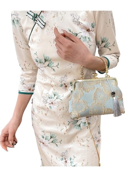 Yeni Moda Kabartmalı Büyük Çiçek Yüksek Kaliteli Cheongsam Çanta El Çanta Ziyafet Çanta Kadın Çanta Hediye Çanta Podyum Çanta Omuz Crossbody (Yurt Dışından)