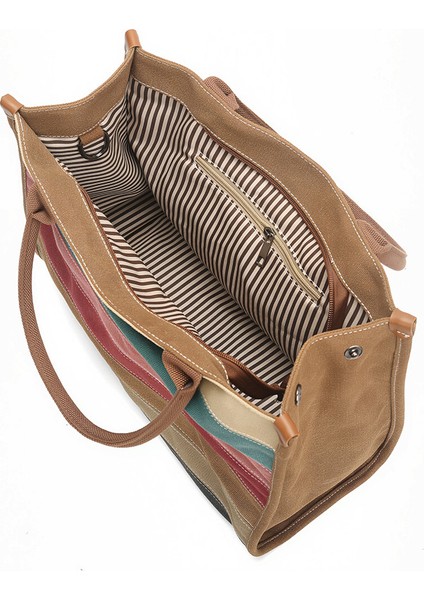 2025 Yeni Retro Kontrast Renkli Omuz Çantası Tote Gökkuşağı Çanta Kadın Çantası Modaya Uygun Her Şeye Uygun Basit Çanta Kadın (Yurt Dışından) modelleri