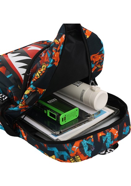 2025 Yeni Köpekbalığı Baskılı Sırt Çantası Serin Trend Büyük Kapasiteli Sırt Çantası Öğrenci Okul Çantası (Yurt Dışından) fırsatları