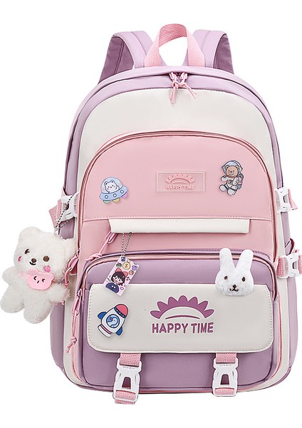 2025 Yeni Kore Ortaokul ve Lise Öğrenci Kız Sırt Çantası Büyük Kapasiteli Hafif Yük Azaltma Su Geçirmez Çocuk Okul Çantası (Yurt Dışından)